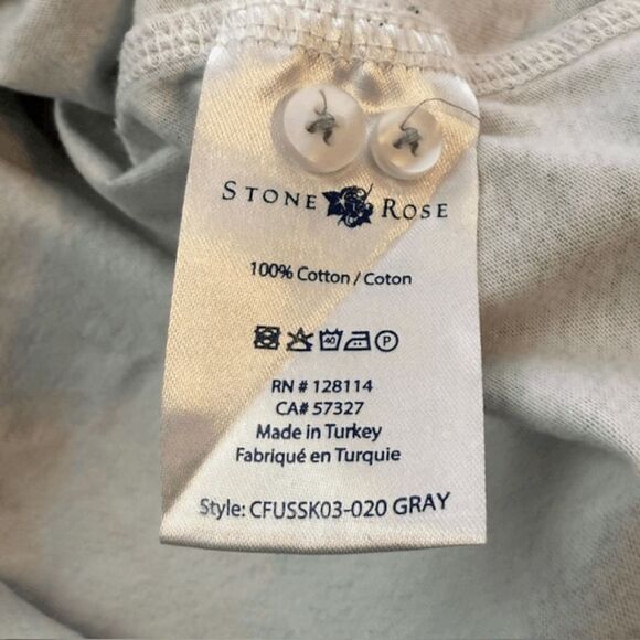 Stone Rose Men's Floral High Low Hem‎ Button Down Shirt White Gray Size Small - Picture 4 of 7